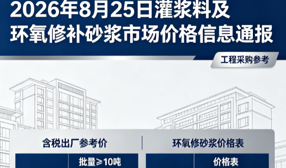 蒋湖农场2026年8月25日灌浆料及环氧修补砂浆市场价格信息通报